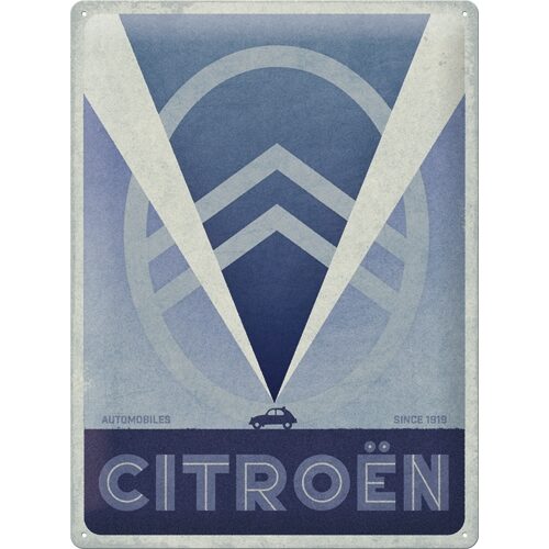 Citroen 2 CV Logo Blue - Plåtskylt 30 x 40 cm.