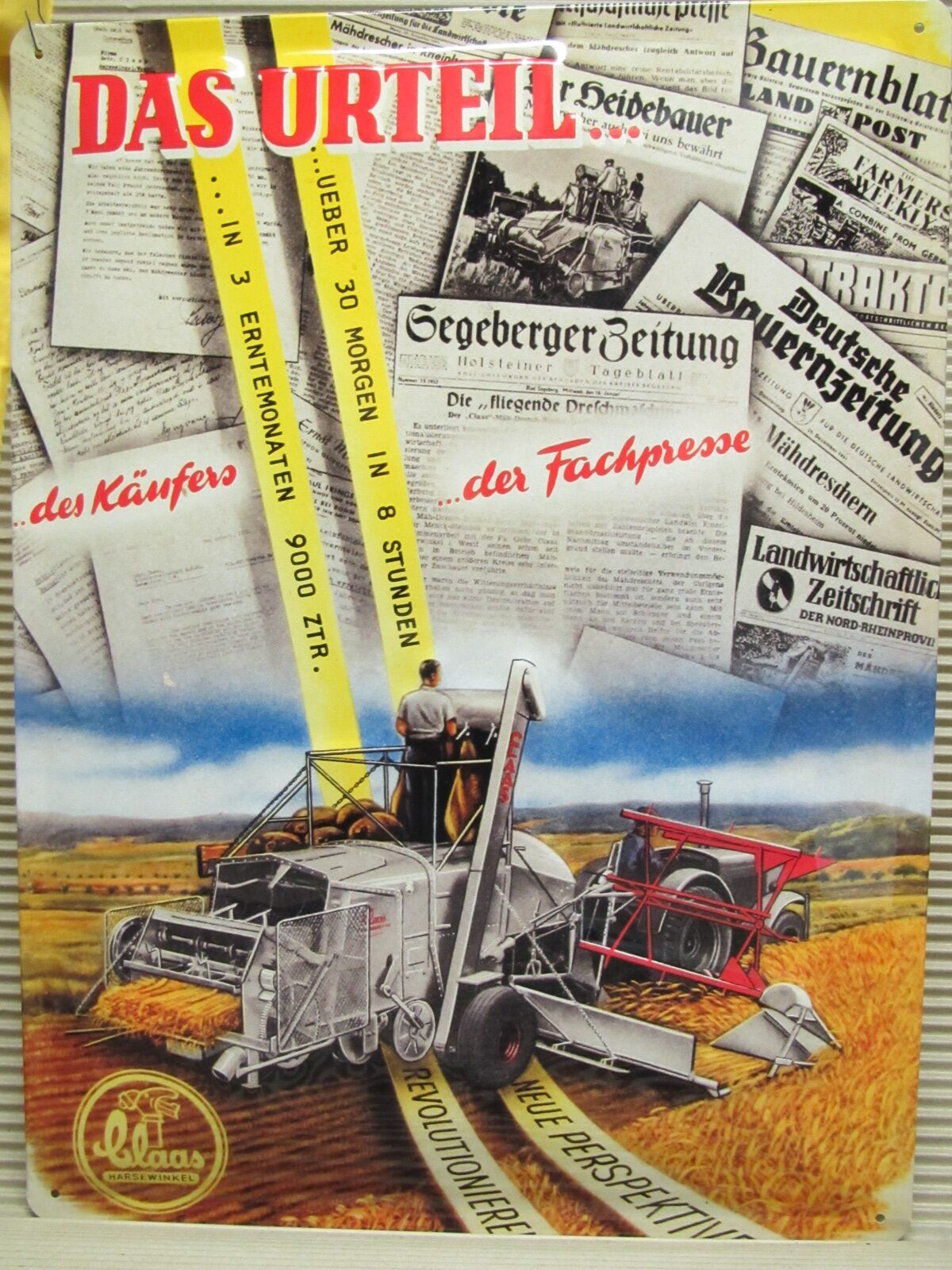 Claas Tröska - Plåtskylt 30 x 40 cm
