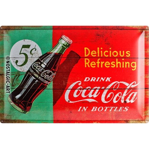 Coca Cola Delicious Refreshing - Plåtskylt XL 40 x 60 cm.