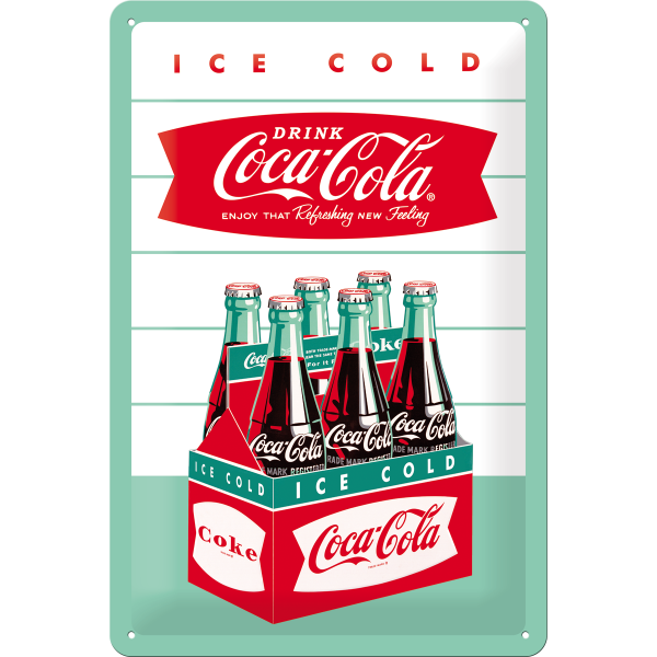 Coca Cola Ice Cold - Plåtskylt 20x30 cm.