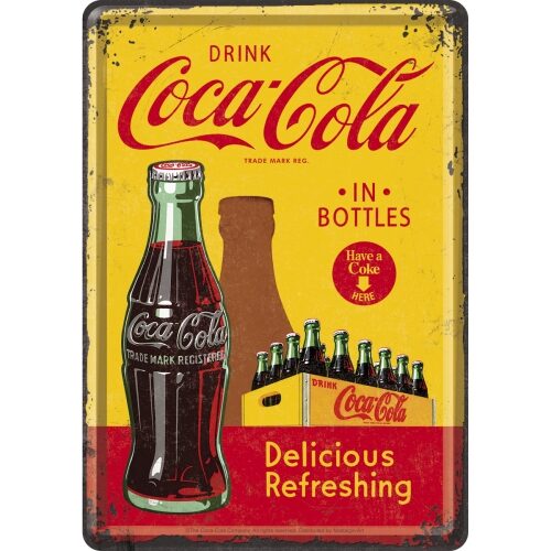 Coca Cola In Bottles - Vykort i Plåt