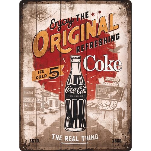 Coca Cola Original Coke Highway 66 - Plåtskylt 30 x 40 cm.
