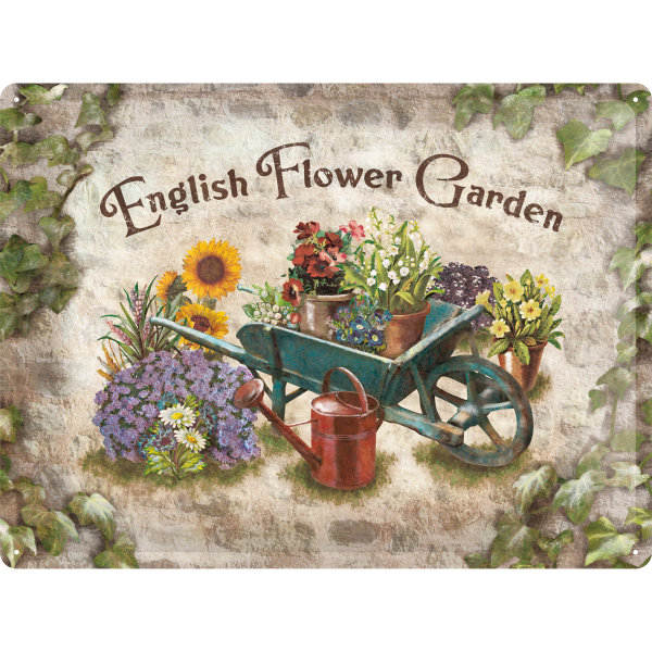 English Flower Garden - Plåtskylt 30 x 40 cm