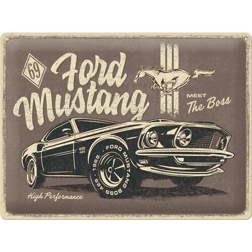 Ford Mustang The Boss - Plåtskylt 30 x 40 cm.