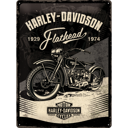 Harley Davidson HD - Plåtskylt 30 - 40 cm.