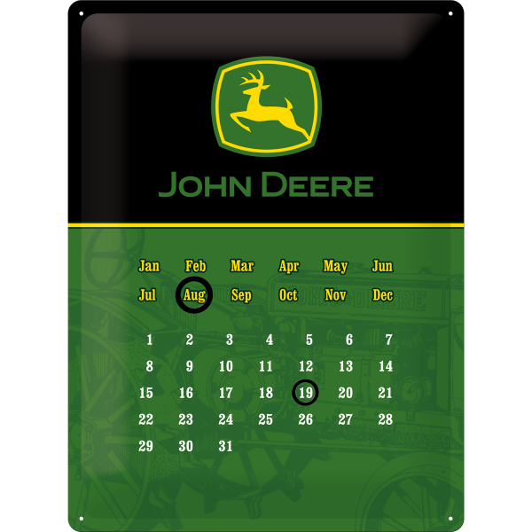 John Deere Logo - Kalender Plåtskylt 30 x 40 cm.