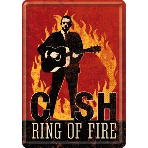 Johnny Cash Ring Of Fire - Vykort i Plåt