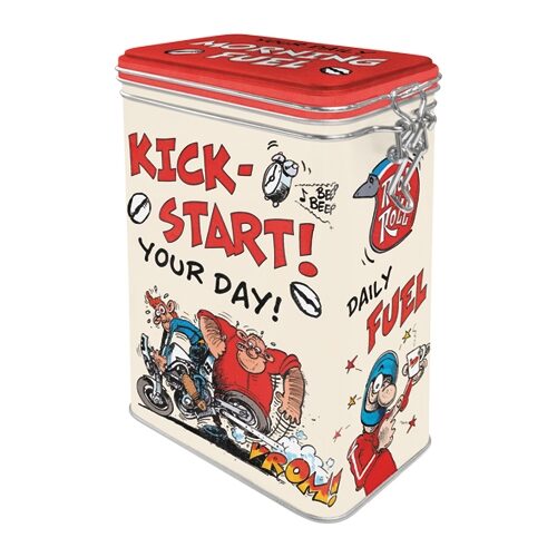 MOTOmania Kick Start Your Day - Plåtburk med Snäpplås.