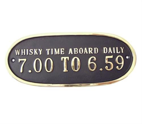 Whiskey Time Aboard Daily 7.00 TO 6.59 - Mässingskylt